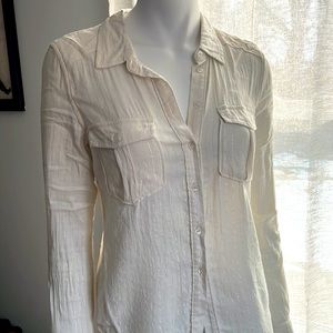 Paige button down cream/silver striped shirt